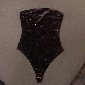 Velvet strapless bodysuit